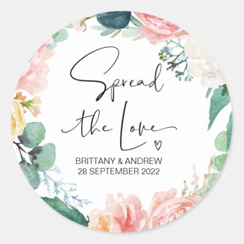 Wedding Favor Spread the Love Jam Jar Candle Classic Round Sticker