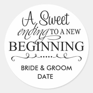 Wedding Stickers Labels Zazzle Wedding Favor Sticker A Sweet Ending