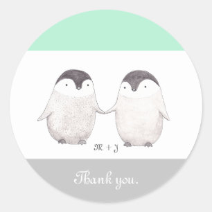 Wedding Favor Sticker Cute Penguin Wedding Sticker