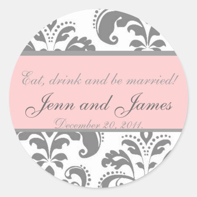 Wedding Favor Sticker Eat, Drink, and be Married (Front)