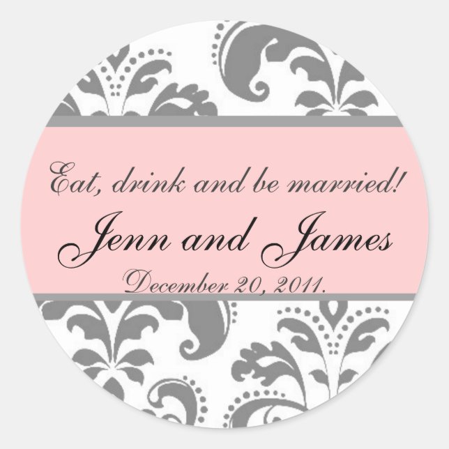 Wedding Favor Sticker Eat, Drink, and be Married (Front)
