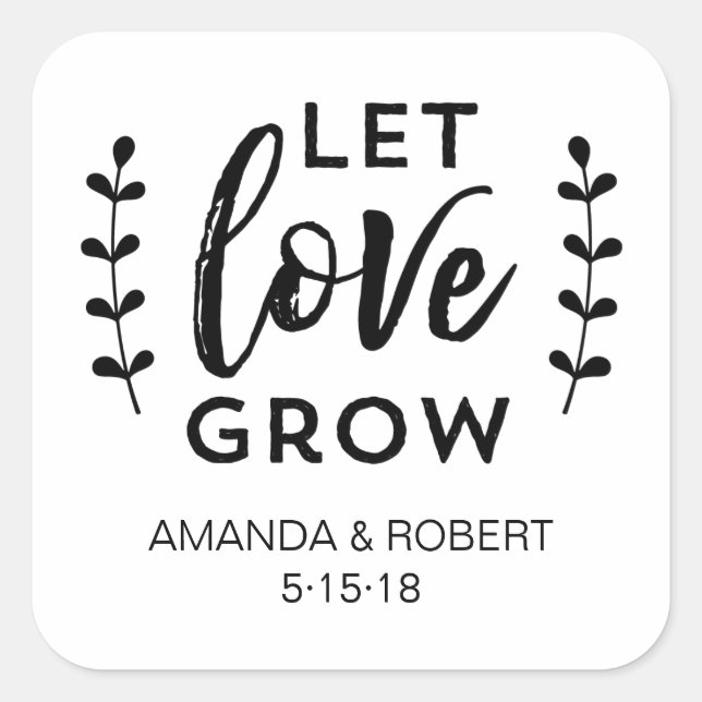 Wedding Favor Sticker | Let Love Grow (Front)