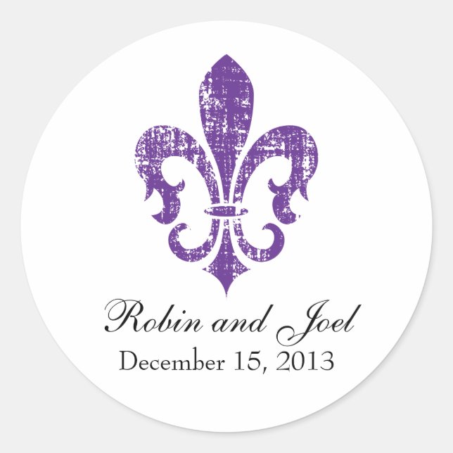 Wedding Favor Sticker | New Orleans | Purple (Front)