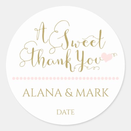 Wedding Favor Sticker Phrase "a Sweet Thank You"