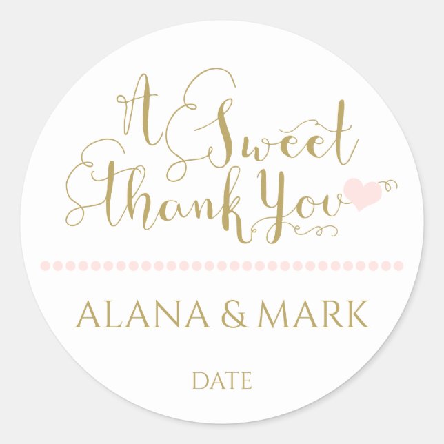 WEDDING FAVOR STICKER phrase "A Sweet Thank You" (Front)