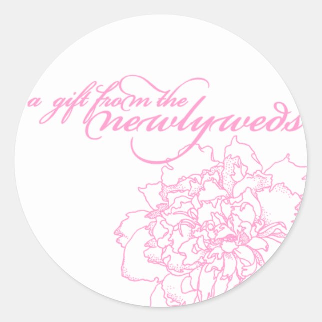 Wedding favor sticker pink peony (Front)