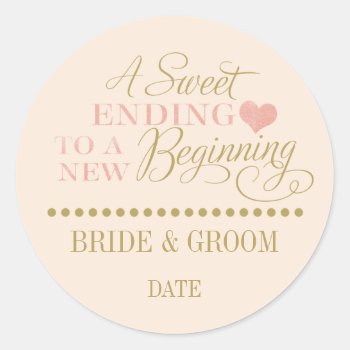 Wedding Favor Sticker Rose Gold Sweet Ending by SimplySweetParties at Zazzle