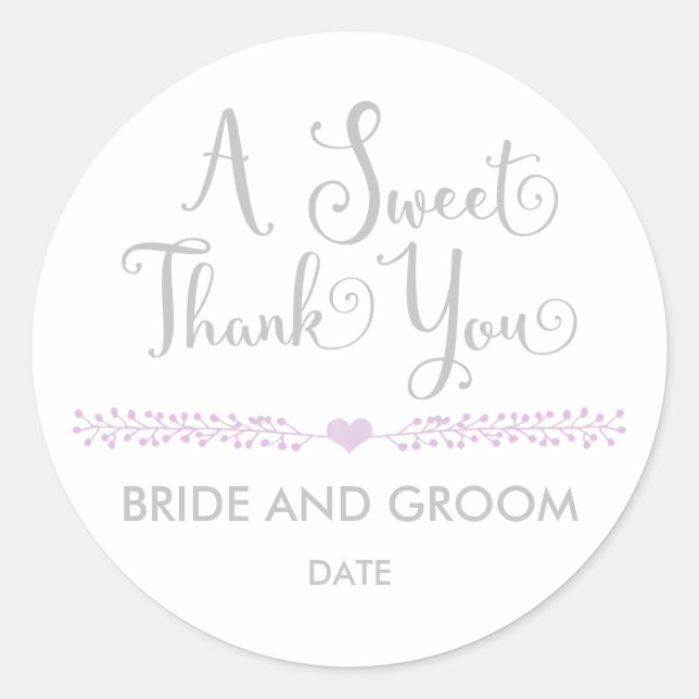 WEDDING FAVOR STICKER Sweet thank you. (Front)