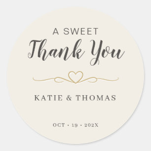 Wedding Favor Stickers A Sweet Thank You Ivory