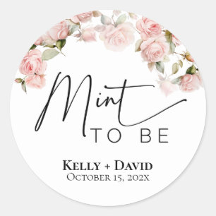Wedding Favor Stickers Mint to Be Pink Roses