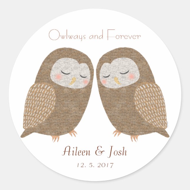 Wedding Favor Stickers Owl Couple Stickers Humor (Front)