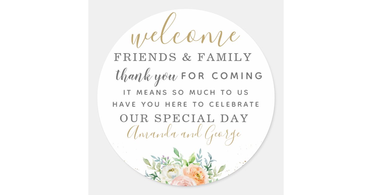 Wedding favor stickers personalized thank you | Zazzle