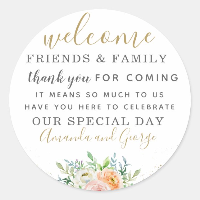 Wedding favor stickers personalized thank you (Front)