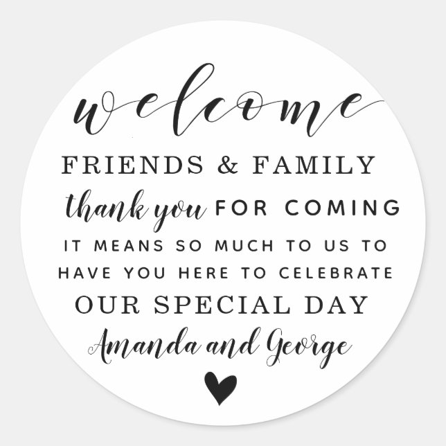 Wedding favor stickers personalized thank you (Front)