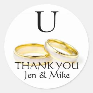 Wedding Favor Stickers Thank You Gold Rings