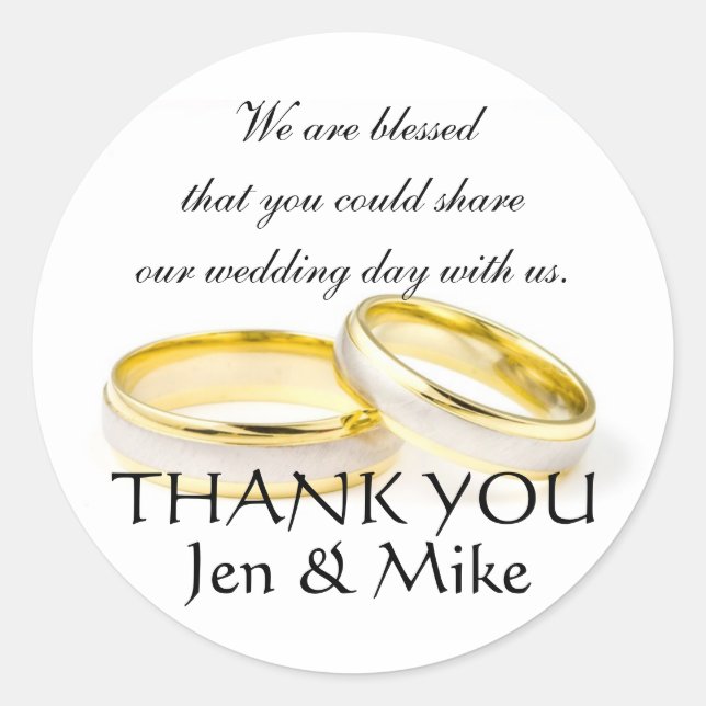 Wedding Favor Stickers Thank You Message (Front)
