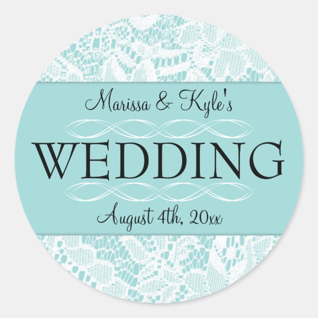 Wedding Favor stickers with Lace Accents (Front)