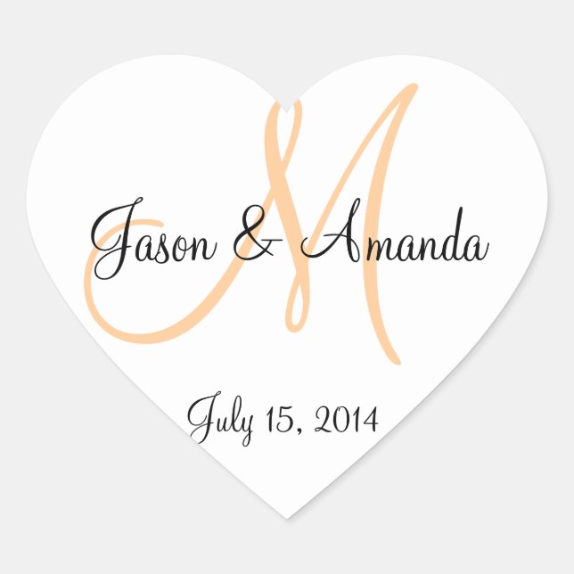 Wedding Favor Stickers with Monogram and Names (Front)