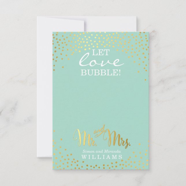 WEDDING FAVOR stylish gold spot confetti mint (Front)