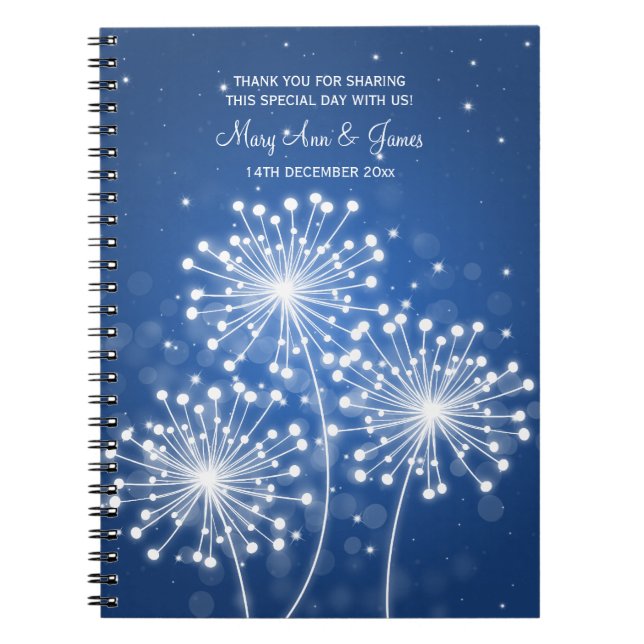 Wedding Favor Summer Sparkle Sapphire Blue Notebook (Front)
