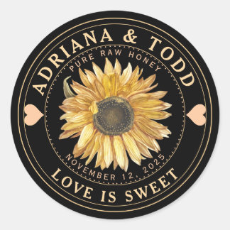 Wedding Favor Sunflower with Heart Honey Lid Label