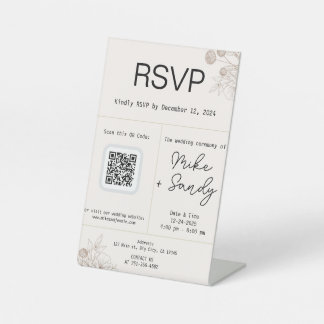Wedding Favor Table Sign, QR Code RSVP Sign