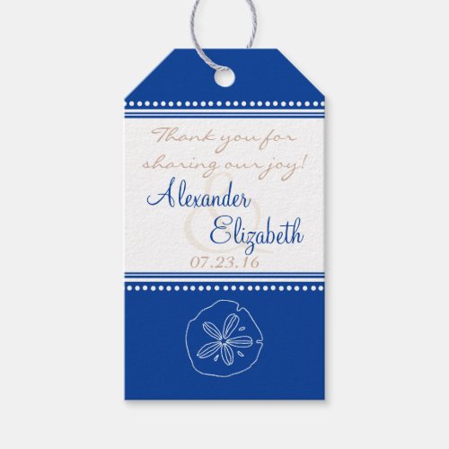 Wedding Favor Tag  Blue Sand Dollar Beach Wedding