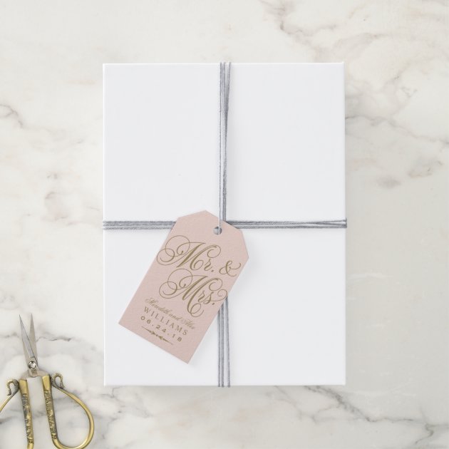 Wedding Favor Tag | Blush Gold Monogram