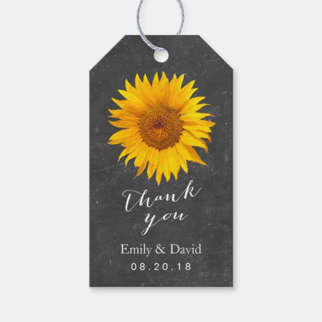 Wedding Favor Tag | Chalkboard Sunflower (Front)