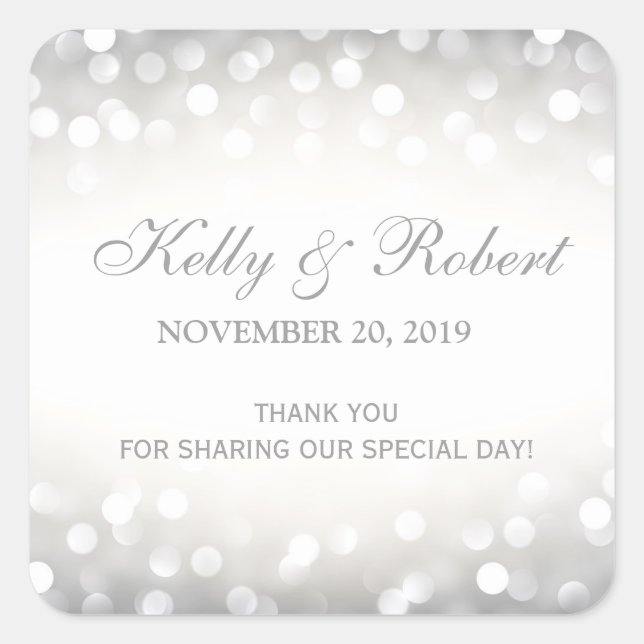 Wedding Favor Tag Elegant Silver Glitter (Front)