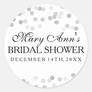 Wedding Favor Tag Faux Silver Foil Glitter Lights