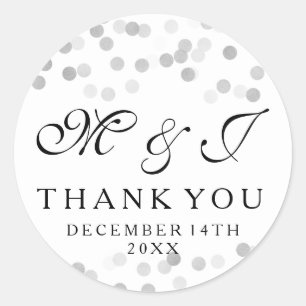 Wedding Favor Tag Faux Silver Foil Glitter Lights