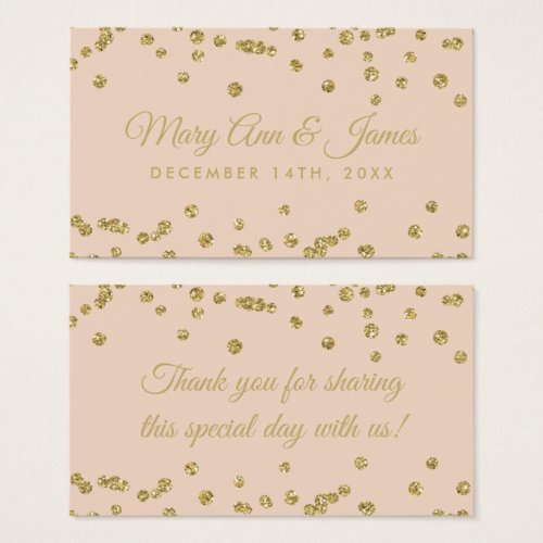 Wedding Favor Tag Gold Glitter Confetti Blush Rose