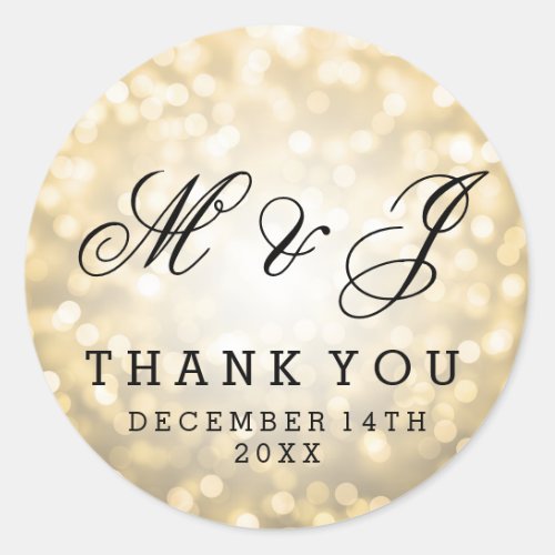 Wedding Favor Tag Gold Glitter Lights