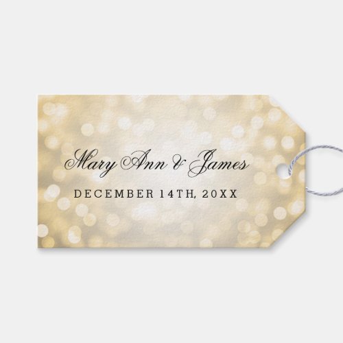 Wedding Favor Tag Gold Glitter Lights