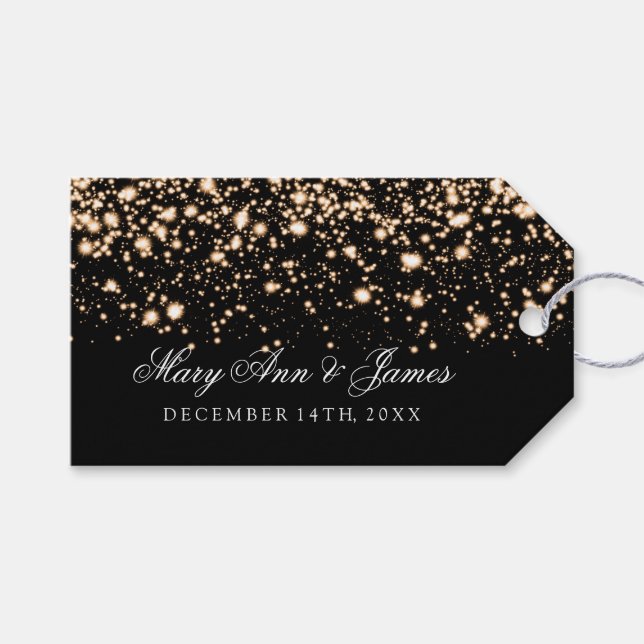 Wedding Favor Tag Gold Midnight Glam (Front (Horizontal))