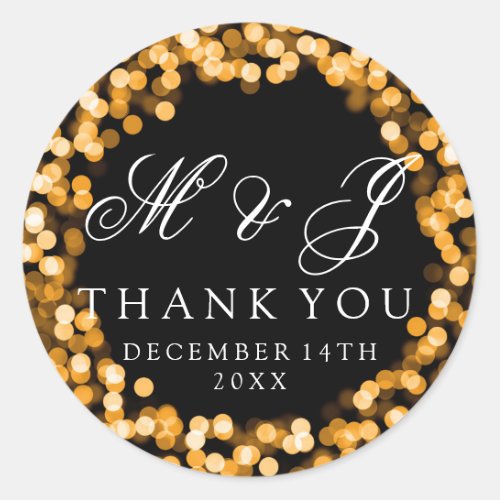 Wedding Favor Tag Gold Sparkly Lights