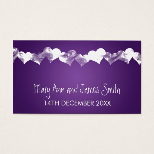 Customizable Wedding Favor Tag Grunge Hearts Purple Business Cards