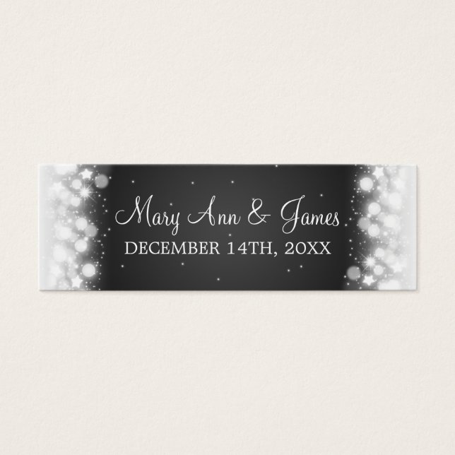Wedding Favor Tag Magic Sparkle Black (Front)