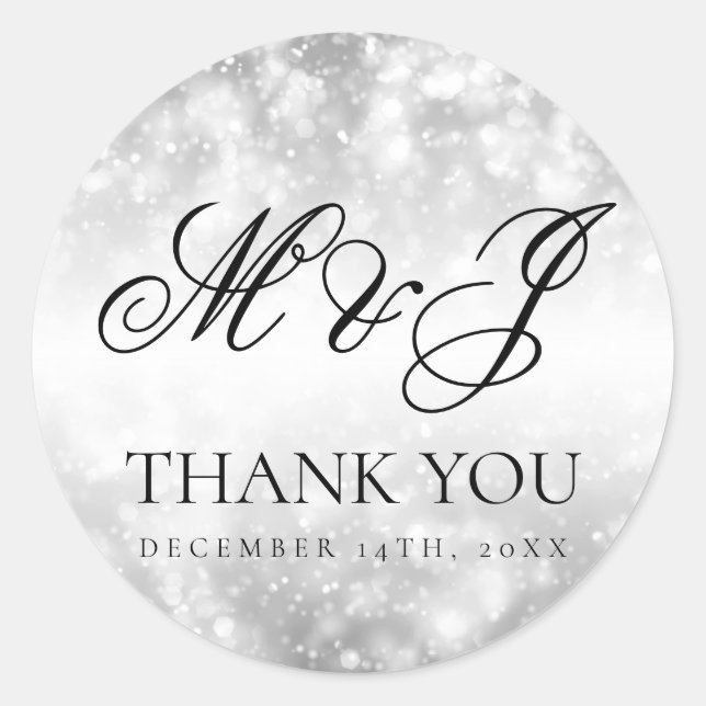 Wedding Favor Tag Silver Shimmer Lights (Front)