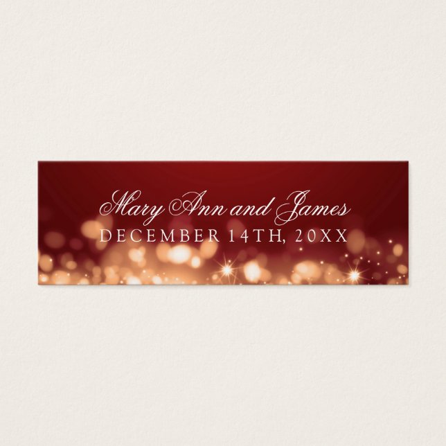 Wedding Favor Tag Sparkling Lights Gold (Front)