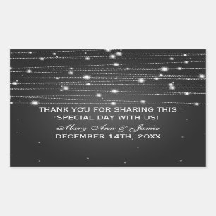 Wedding Favor Tag Sparkling Lines Black
