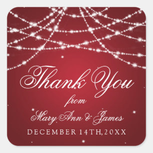 Wedding Favor Tag Sparkling String Red