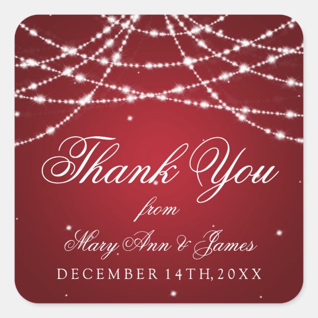 Wedding Favor Tag Sparkling String Red (Front)