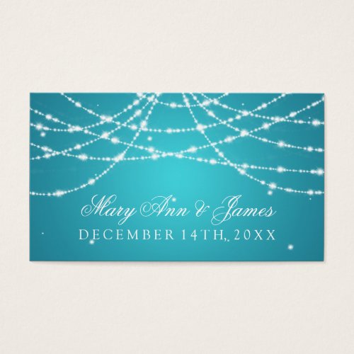 Wedding Favor Tag Sparkling String Turquoise