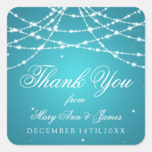 Wedding Favor Tag Sparkling String Turquoise