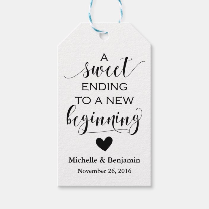 Sweet Ending to a new Beginning Thank You favor tag MEDIUM Personalized Wedding Favor Tag CHOOSE your amount