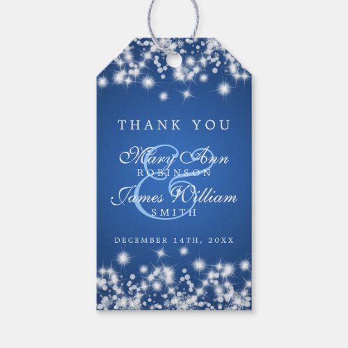 Wedding Favor Tag Winter Sparkle Blue