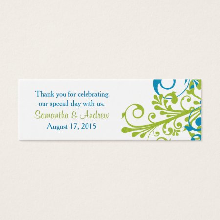 Wedding Favor Tags Abstract Floral Blue Green