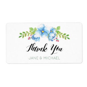 Wedding Favor Tags   Blue Watercolor Floral